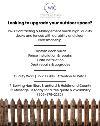 Deck & Fence Construction – Built to Last ️ Looking to upgrade your outdoor space? LWG Contracting &...