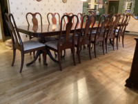 Gorgeous 21 piece Heirloom Gibbard Dining set with 12 Chairs