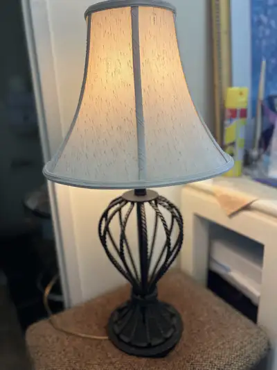 Black Metal Table Lamp with Off-White Shade, View more
