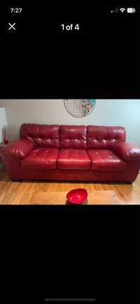 Red Pleather Couch