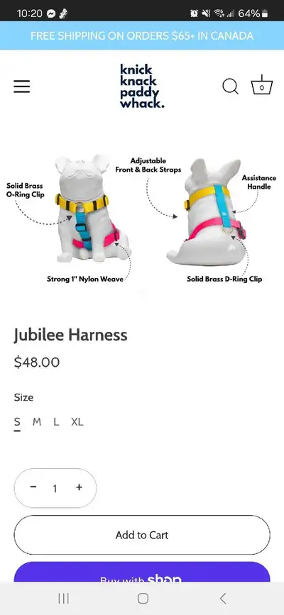 Knick Knack Paddy Whack Rainbow Julibee Dog Harness (Brand New) , View more
