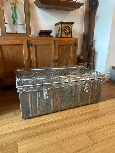 reclaimed retro chest box industrial man cave prop craft tools art cabinet equipment home staging mi...