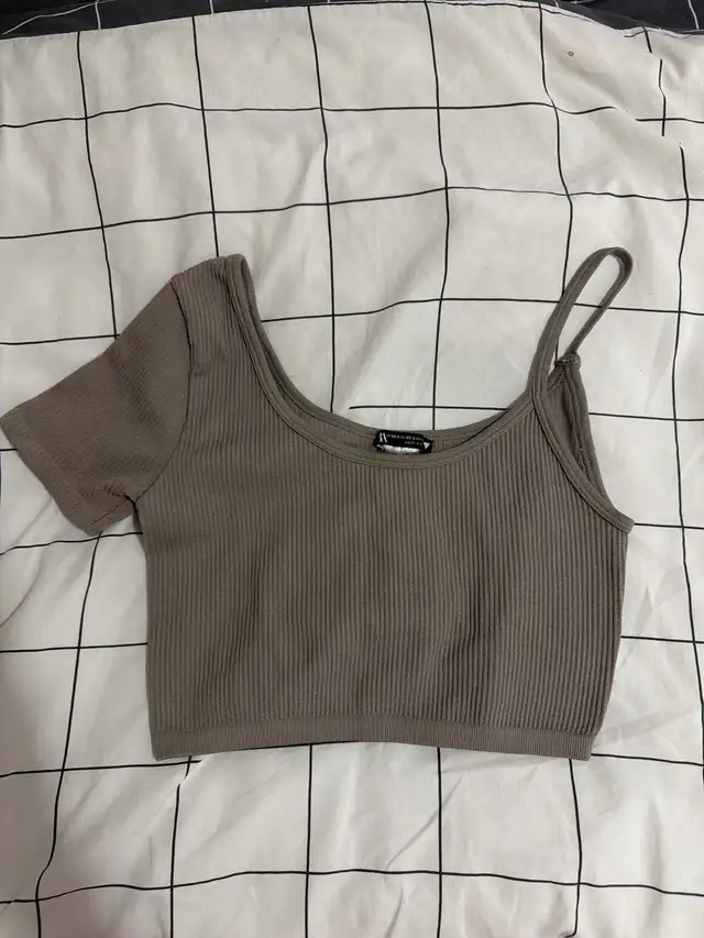 Brown zara crop top