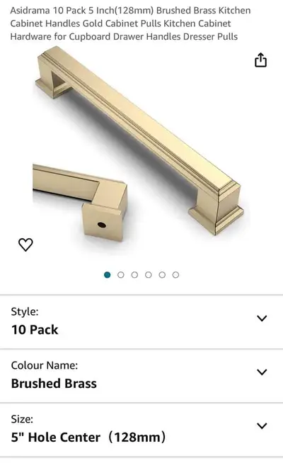 10 Pack 5 Inch(128mm) Brushed Brass Kitchen Cabinet Handles, View more