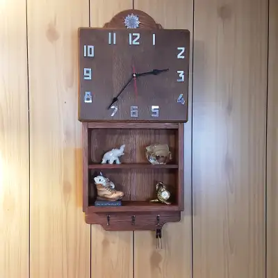 English 1930's Art Deco Clock with Shelf, View more
