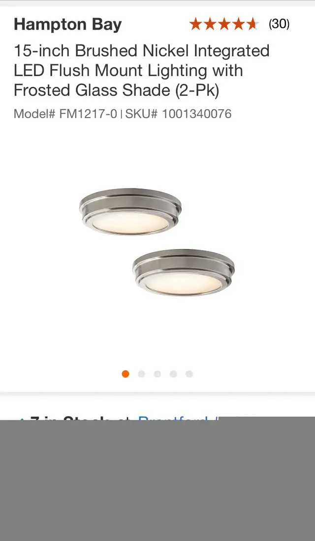 Hampton Bay 15” brushed nickel flush mount LED light in Indoor Lighting & Fans in Brantford - Image 3