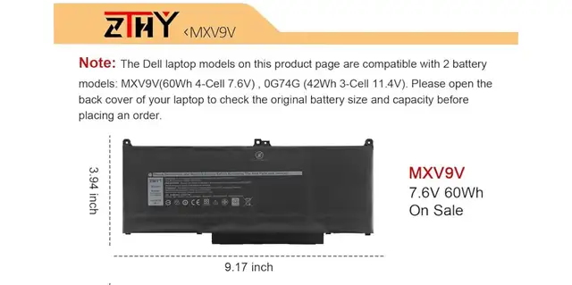  MXV9V Laptop Battery Dell in Other in Edmonton - Image 4