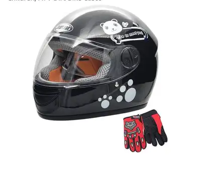 Motorbike Motorcycle Kids Full Face Safety Helmet and Gloves, View more