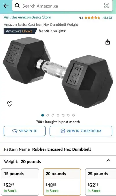 Amazon Basics Cast Iron Hex Dumbbell Weight 30lbs Brand new/seal