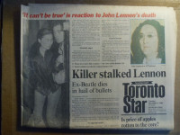 JOHN LENNON'S DEATH-Dec 9,1980 NEWSPAPER.
