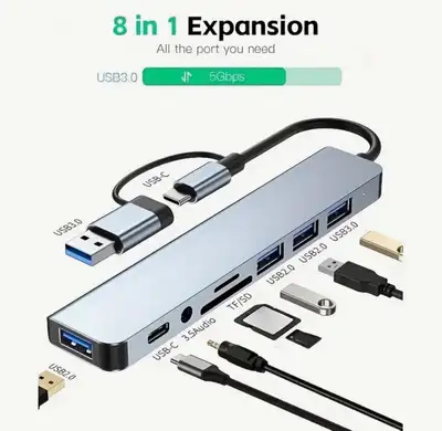 8-in-1 USB Hub with Card Reader, View more