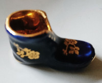 Vintage Limoges France Miniature Cobalt Blue & Gold Boot