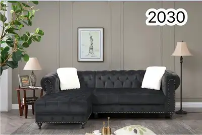 REVERSIBLE- VELVET FABRIC SECTIONAL SOFA, View more