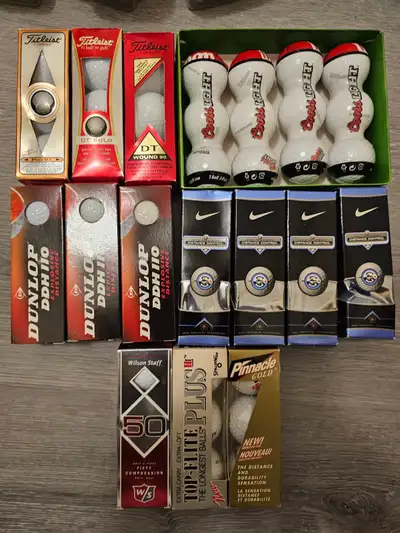 1 pack/3 balls in sleeve $15: Titleist Brand, Nike Precision Distance Control $10: Dunlop DDH110, Wi...