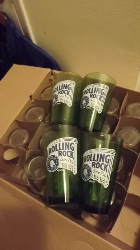 16 ROLLING ROCK TALL BEER GLASSES/NEW GLASSWARE SETS/8XL,8LARGE in Arts & Collectibles in City of Toronto
