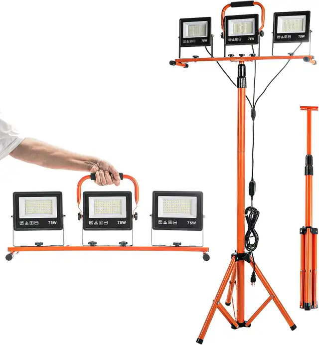 30000 Lumen Work Lights with Stand, 3 Adjustable Head LED Work L in Outdoor Lighting in City of Toronto - Image 2