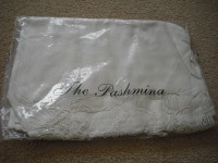 White pashmina shawl 100% viscose width 75cm length - 192cm