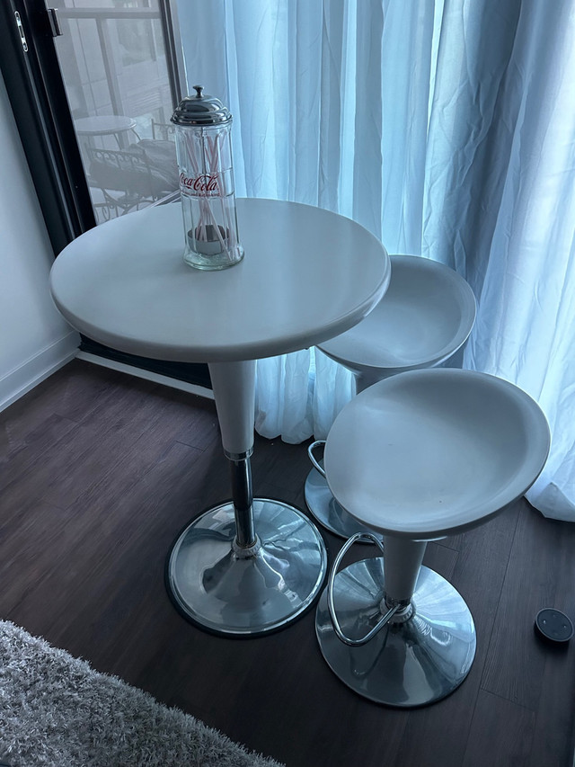 Custom barstool & hydraulic stools bistro set white adjustable  in Dining Tables & Sets in City of Toronto