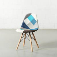 Set 2 Chairs Wazo ESSEN Blue Fabric Patchwork