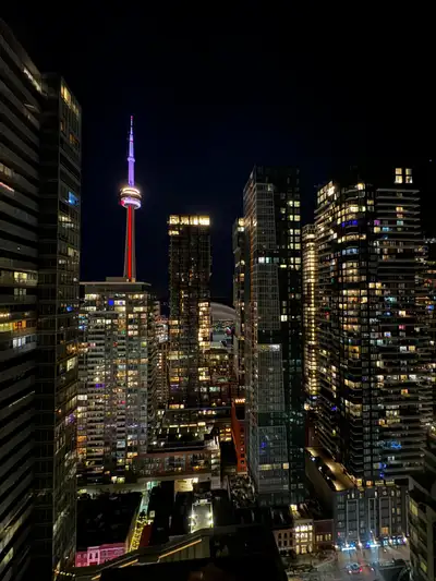 Spacious, sun-filled south-facing one-bedroom apartment in downtown Toronto with breathtaking CN Tow...
