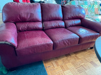Red genuine Leather/ faux leather Couch