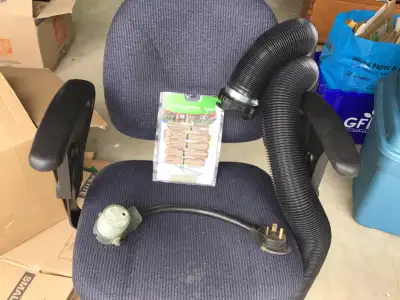 1. 30 to 50 amp adaptor 2. Window shade repair kit ( missing 1 string set) 3. Sewage hose adaptor (1...