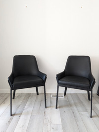 2 pc faux leather accent chairs - modern and comfortable!