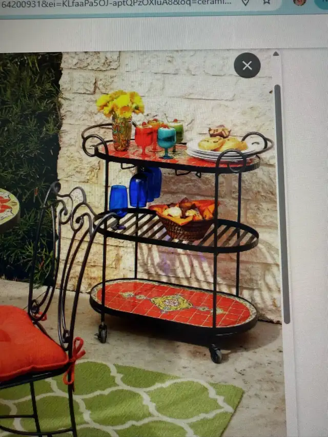 vintage mosaic tile and wrought iron bar cart in Patio & Garden Furniture in London - Image 8