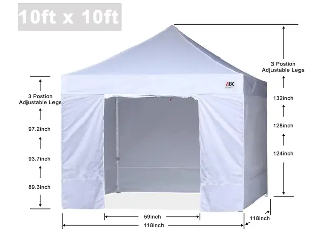 ABCCanopy Commercial Series Canopy w/sidewalls, 10x10, White NEW in Other in Ottawa - Image 3