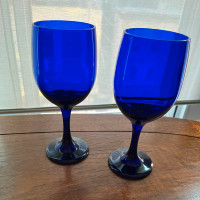 8 Cobalt blue wine glasses