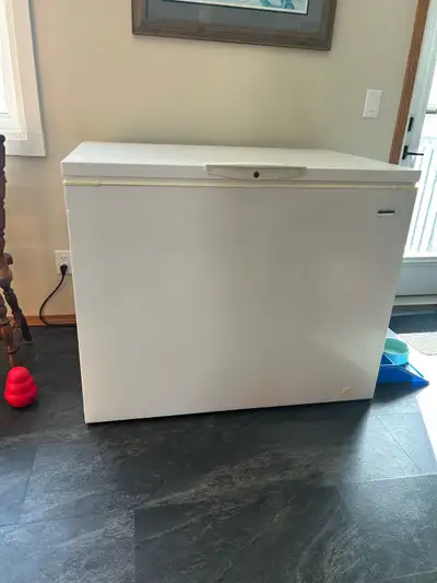 For sale: small freezer 43” x 28” x 35” tall. Refer to photos for measurements Asking $150