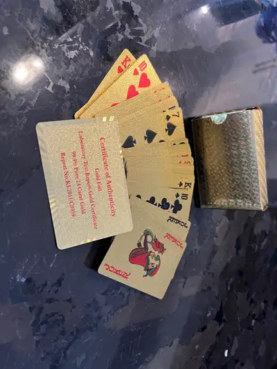 —==NEW==— Golden Foil Poker Cards - Water-Resistant Coating for Durability, High-Quality Plastic Con...