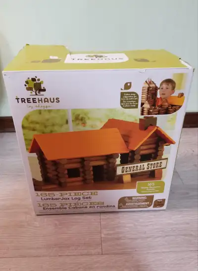 Treehaus LumberJax Log Set - Log Cabin. Missing 1 medium log, 2 small logs, and 1 chimney support. T...
