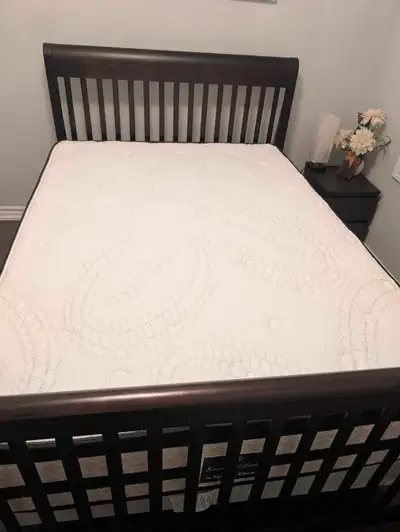 New double/full Mattress and Box Spring Plus solid wood frame Head Bored and foot board And side tab...