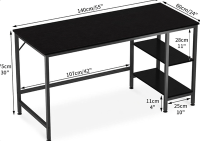 Computer Desk 55 inches, Black with removal shelf, View more
