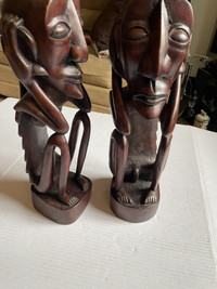 Handcrafted Wooden Man and Women with ears covered