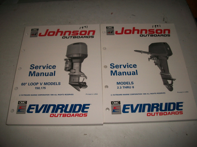 1991 JOHNSON-EVINRUDE SERVICE SHOP MANUALS in Boat Parts, Trailers & Accessories in Belleville