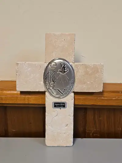 Laminato Ag Religious 925 Sterling Argento Stone Cross Made ital, View more