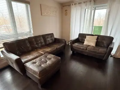 Ensemble de sofas Château d’Ax en cuir véritable, View more