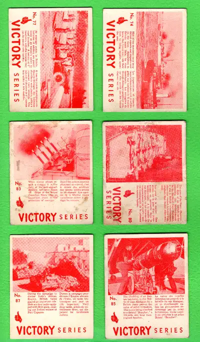 1940 World Wide Victory Bubble Gum V406 très rare lot de 31 cartes très propre pour des carte de l'a...