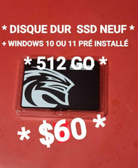 ⭐DISQUE DUR DE 512GO *SSD NEUF + WINDOWS 10/11 PRÉ-INSTALLÉ⭐