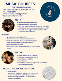 Cello, piano and guitar courses for kids and adults