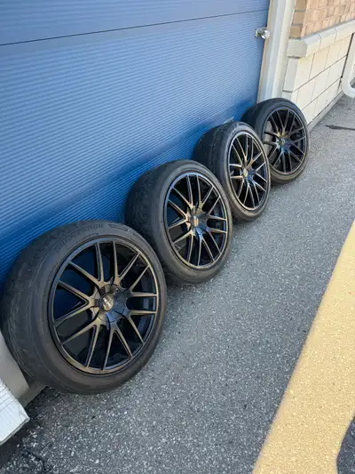 20-Inch Audi rims Bmw rims Mercedes rims • Satin Black, Set of 4 • 5x112 bolt pattern • TPMS Sensors...