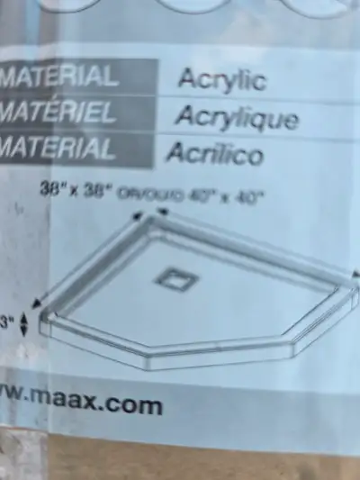 Maax - Neo-angle - 38" x 38" Acrylic Corner Shower Base - NEW, View more