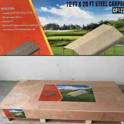 Abri d'auto 12x20 pieds , haut dégagement, hauteur libre de 9'2" au centre , Style tempo mais plus r...