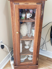 Curio Cabinet solid wood with veneer $40 Pick up