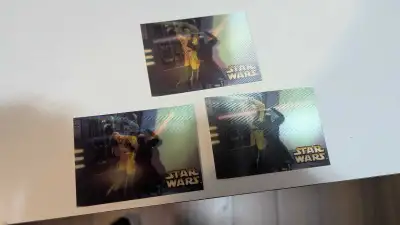 Check out these Star Wars cards featuring an epic lightsaber duel! They are 3D cards. The set of 3 a...