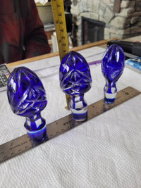 RARE CRYSTAL COBALT BLUE GLASS STOPPERS