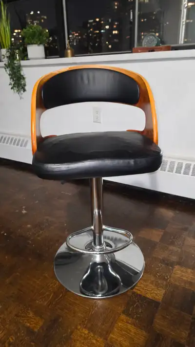 Adjustable Wood & Black Bar Stool, View more