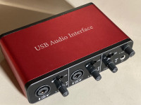 USB Audio Interface 2 In 2 Out with +48V Phantom Power